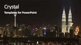  Presentation with twin towers - Beautiful presentation design featuring twin towers - kuala lumpur city at night backdrop and a wine colored foreground