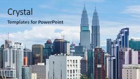  Presentation with twin towers - Beautiful slides featuring twin towers - kuala lumpur city skyline backdrop and a light blue colored foreground