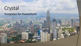  Presentation with twin towers - Slide deck enhanced with twin towers - kuala lumpur malaysia city view background and a light blue colored foreground