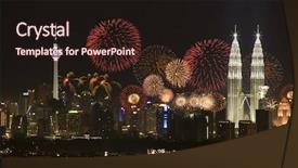  Presentation with twin towers - PPT theme enhanced with twin towers - kuala lumpur malaysia background and a wine colored foreground