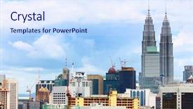  Presentation with twin towers - Amazing presentation design having twin towers - kuala lumpur skyline backdrop and a sky blue colored foreground