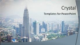  Presentation with twin towers - PPT layouts with twin towers - modern city in kuala lumpur background and a sky blue colored foreground