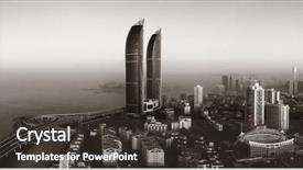  Presentation with china - Colorful PPT theme enhanced with twin towers - xiamen china feb 16 city backdrop and a dark gray colored foreground