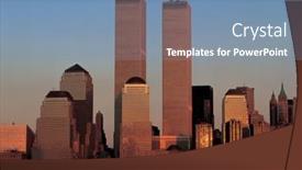  Presentation with twin towers - Colorful slide set enhanced with twin-towers-at-sunset backdrop and a seafoam green colored foreground