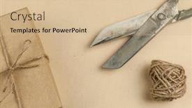  Presentation with eco paper - Cool new presentation theme with twine-scissors-and-gift-box backdrop and a coral colored foreground