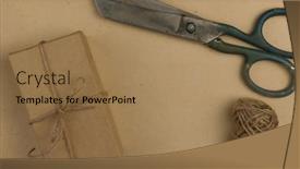  Presentation with eco paper - Audience pleasing presentation theme consisting of twine-scissors-and-gift-box backdrop and a coral colored foreground