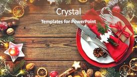  Presentation with cookies christmas - Cool new PPT theme with twinkle - christmas table setting with fir backdrop and a tawny brown colored foreground