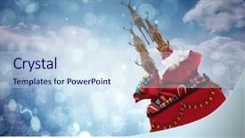  Presentation with rear view mirror - PPT theme enhanced with twinkle - rear view of santa claus background and a sky blue colored foreground