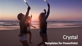  Presentation with fireworks - PPT layouts having twinkle - teenage friends running background and a tawny brown colored foreground