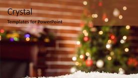  Presentation with christmas tree - Theme with twinkle lights - composite image of room decorated background and a red colored foreground