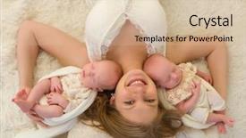  Presentation with newborn - Beautiful slides featuring twins - beautiful young mother holding her backdrop and a lemonade colored foreground