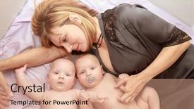  Presentation with babies - Slide deck having twins - indoor portrait of young happy background and a coral colored foreground