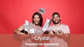  Presentation with banknotes - Slides enhanced with twins - portrait of a two young background and a red colored foreground