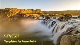  Presentation with falls - Colorful slide set enhanced with twins - shoshone falls at sunrise backdrop and a tawny brown colored foreground