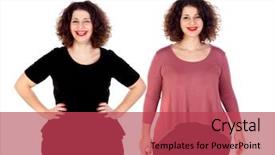  Presentation with swimming beautiful girl swims underwater - Beautiful slide deck featuring twins - two beautiful curvy girls isolated backdrop and a red colored foreground