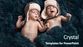  Presentation with infants - Beautiful presentation featuring twins - two little twin infants lying backdrop and a navy blue colored foreground