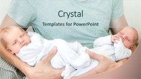  Presentation with babies - Presentation design enhanced with twins - young loving family of 4 background and a soft green colored foreground
