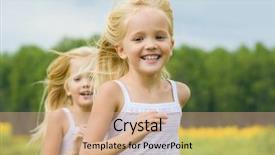  Presentation with running - Slides featuring twins children - portrait of cute girl running background and a coral colored foreground
