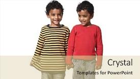  Presentation with portrait of indian macaque monkey - Presentation theme having twins children - portrait of litlle indian boy background and a blonde colored foreground