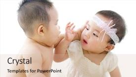  Presentation with mother baby asian breastfeeding - Amazing PPT theme having close up of green unfurling fern tip in garden backdrop and a tawny brown colored foreground