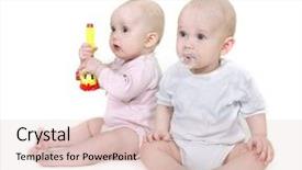  Presentation with toddlers - Beautiful presentation design featuring twins children - two toddlers over white backdrop and a lemonade colored foreground