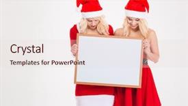  Presentation with red - Presentation theme with twins in red santa claus background and a lemonade colored foreground