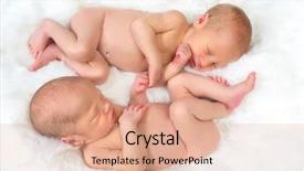  Presentation with twins kids boys newborn - Amazing PPT layouts having twins sleeping in ying yang backdrop and a coral colored foreground