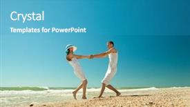  Presentation with young happy couple - Slide deck with margarine opened and cut fresh background and a lemonade colored foreground