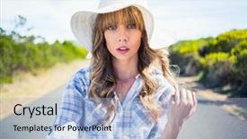  Presentation with road safety young drivers - PPT layouts with twirl - trendy young woman posing background and a light blue colored foreground