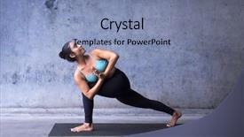  Presentation with yoga - Slides having twist - young woman practicing yoga parsvakonasana background and a seafoam green colored foreground