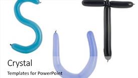  Presentation with fonts - Slide deck having twisted balloon fonts part of full set upper case s t and u background and a white colored foreground