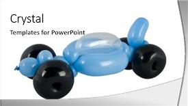  Presentation with race car - Slides consisting of twisted balloon race car isolated background and a  colored foreground