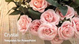  Presentation with flower vintage - Presentation theme enhanced with twisted tree - decoration artificial flower on table background and a coral colored foreground