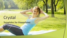  Presentation with fitness - Audience pleasing PPT theme consisting of twisted tree - female fitness instructor exercising doing backdrop and a blonde colored foreground