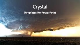  Presentation with thunderstorm - Theme with twister - beautifully structured supercell thunderstorm background and a tawny brown colored foreground