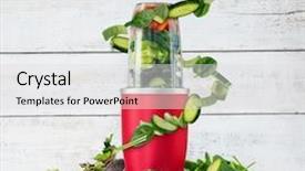  Presentation with healthy drink - Audience pleasing PPT layouts consisting of twister - smoothie maker mixer with vegetable backdrop and a light gray colored foreground