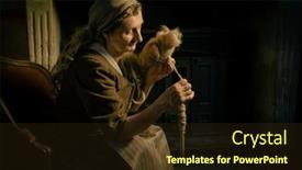  Presentation with wool - PPT theme featuring twisting-wool-with-a-spinning background and a tawny brown colored foreground