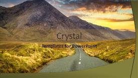  Presentation with road to excellenace - Amazing PPT layouts having twisty-road-in-connemara-moutains backdrop and a gold colored foreground