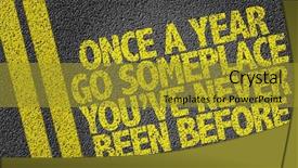  Presentation with road - Slides with twitter - once a year go someplace background and a gold colored foreground