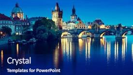  Presentation with pray time - PPT layouts having twlight - charles bridge in sunset time background and a navy blue colored foreground