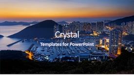  Presentation with hong kong - Presentation theme consisting of twlight - hong kong beautiful sunset aberdeen background and a ocean colored foreground
