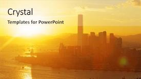  Presentation with office buildings - Amazing PPT layouts having twlight - hong kong sunset with office backdrop and a  colored foreground