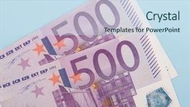  Presentation with money notes - Slides enhanced with two 500 euro notes background and a sky blue colored foreground