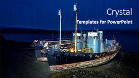  Presentation with blue night - Audience pleasing PPT layouts consisting of two-abandoned-whaling-ships-rest backdrop and a navy blue colored foreground