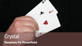  Presentation with hold hand - Amazing PPT theme having two-aces-highest-starting-hand backdrop and a  colored foreground