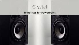  Presentation with speakers - Audience pleasing slide set consisting of two-acoustic-sound-speakers backdrop and a white colored foreground
