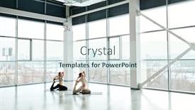  Presentation with heads - Theme consisting of two-active-fit-women-exercising background and a sky blue colored foreground