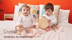  Presentation with tambourine - Theme enhanced with two-adorable-babies-holding-tambourine background and a lemonade colored foreground