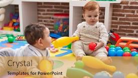  Presentation with babies - Presentation theme consisting of two-adorable-babies-playing background and a  colored foreground