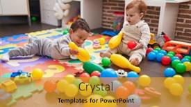  Presentation with babies - Presentation theme consisting of two-adorable-babies-playing background and a gold colored foreground